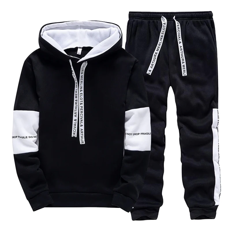 Winter Clothing Pants - Black White Men's Tracksuit Fashion Casual