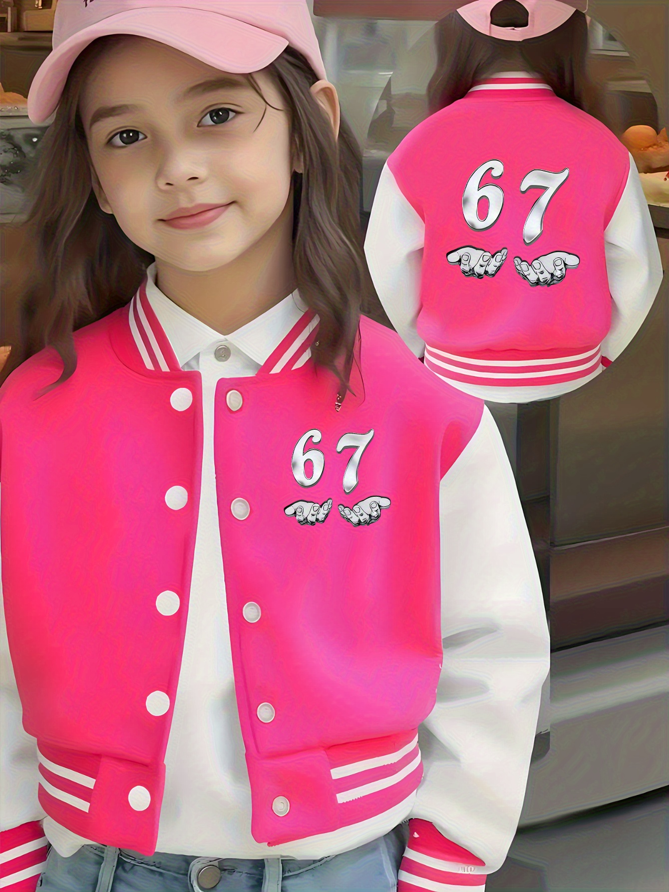 Winter Clothing Options - Six Seven Girls' Short Baseball Jacket