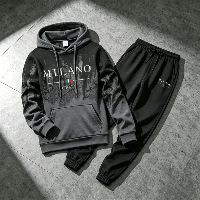 Winter Clothing Pants - Splashed ink Men's Hoodie Tracksuit Casual