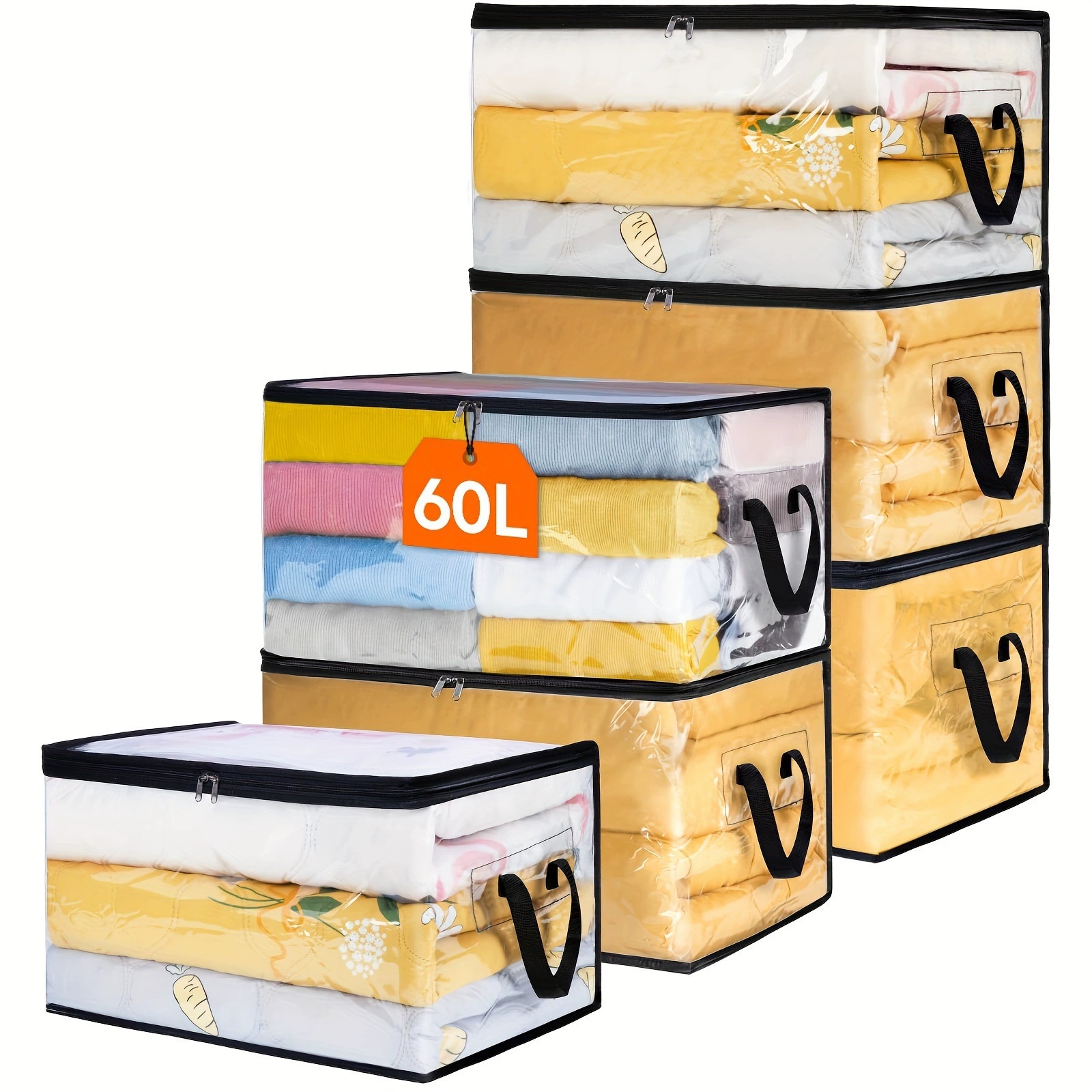 Winter Clothing Storage - Clear Blanket Storage Bags with Zipper,
