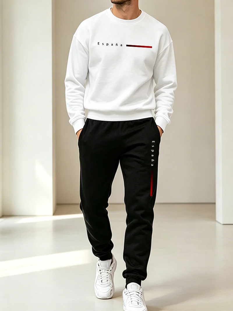 Winter Clothing Pants - Running Mens Tracksuit Casual O Neck