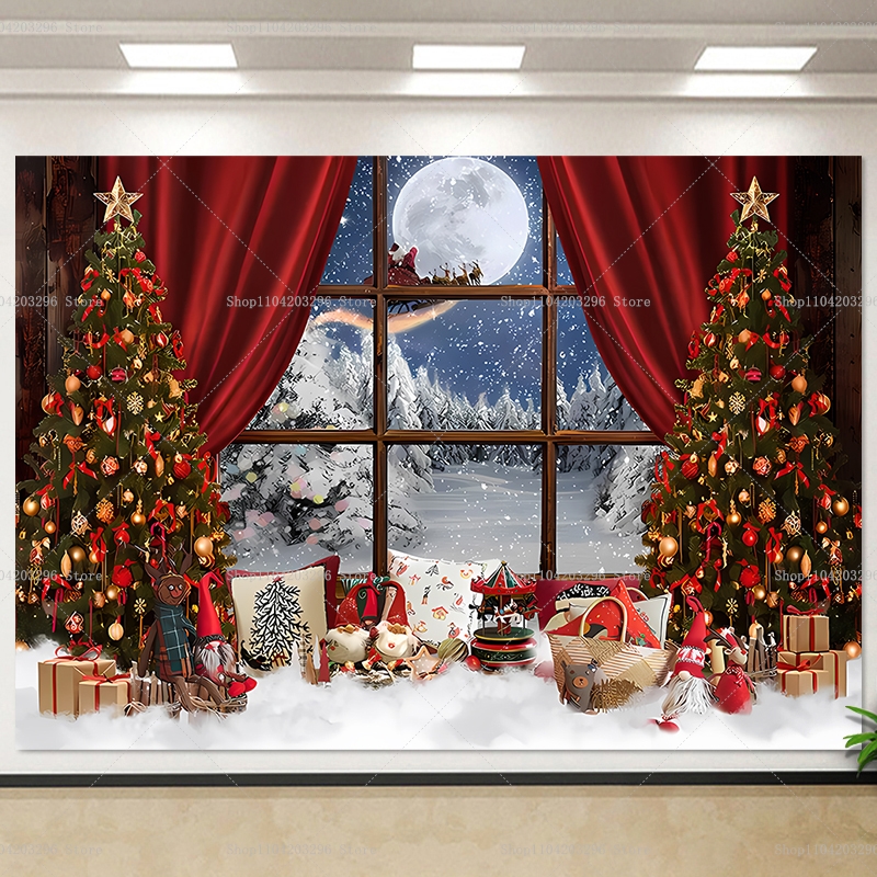 Christmas Tree Party Backdrop  - Winter Clothing Photo review and price