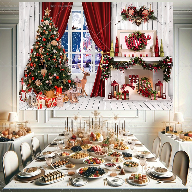 Christmas Tree Party Backdrop  - Winter Clothing Photo review and price
