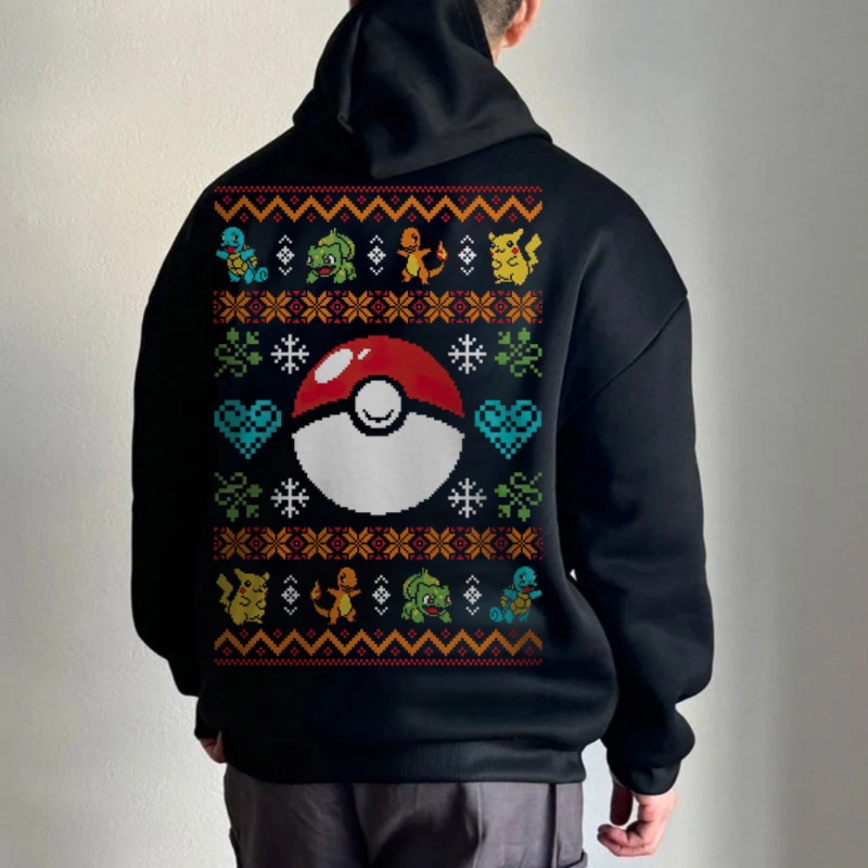 Black Oversized 4xl Pok É Mon  - Winter Clothing In Japan review and price