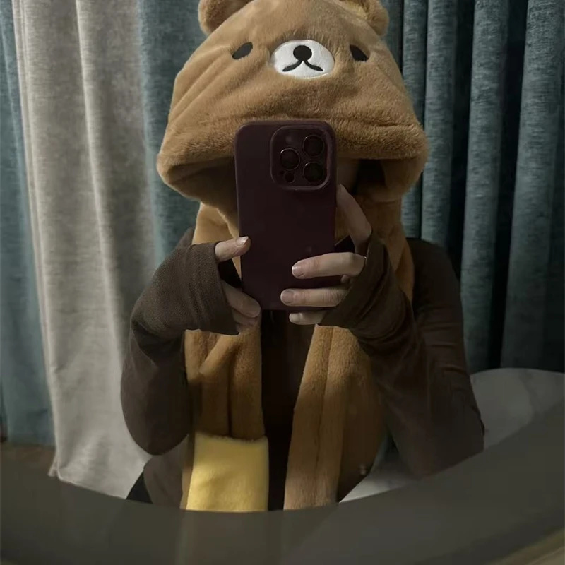 3 In 1 Plush Thick Hooded Hat  - Winter Clothing For Kids review and price