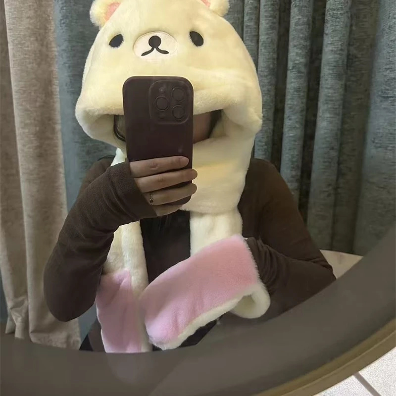 3 In 1 Plush Thick Hooded Hat  - Winter Clothing For Kids review and price