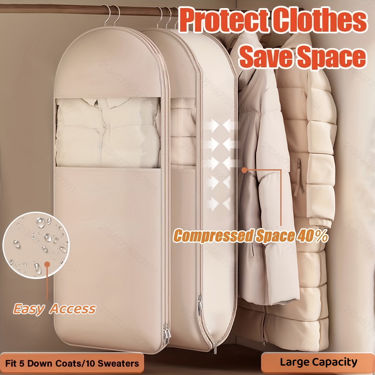 Beige Compression Hanging Bag, - Winter Clothing Storage review and price