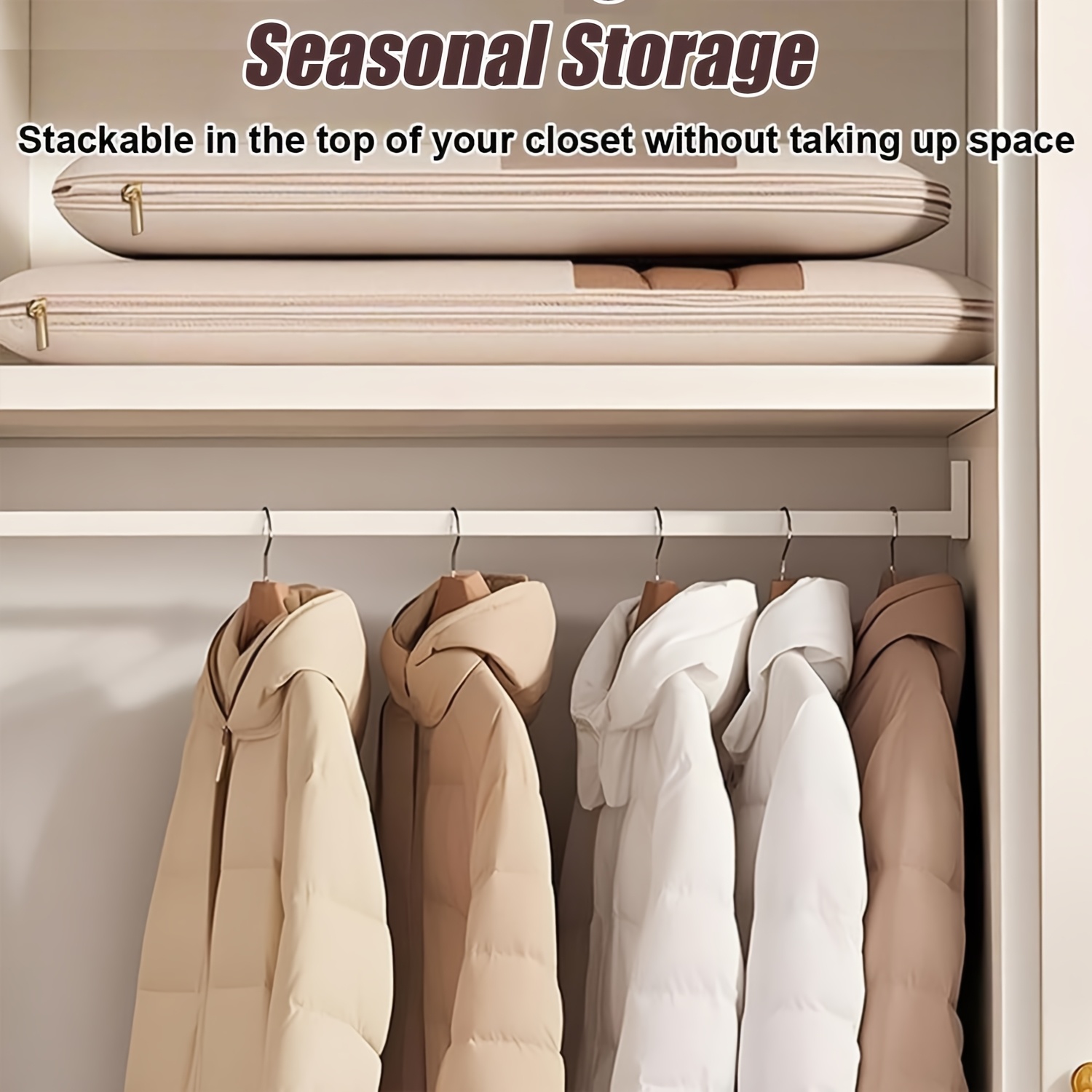 Beige Compression Hanging Bag, - Winter Clothing Storage review and price
