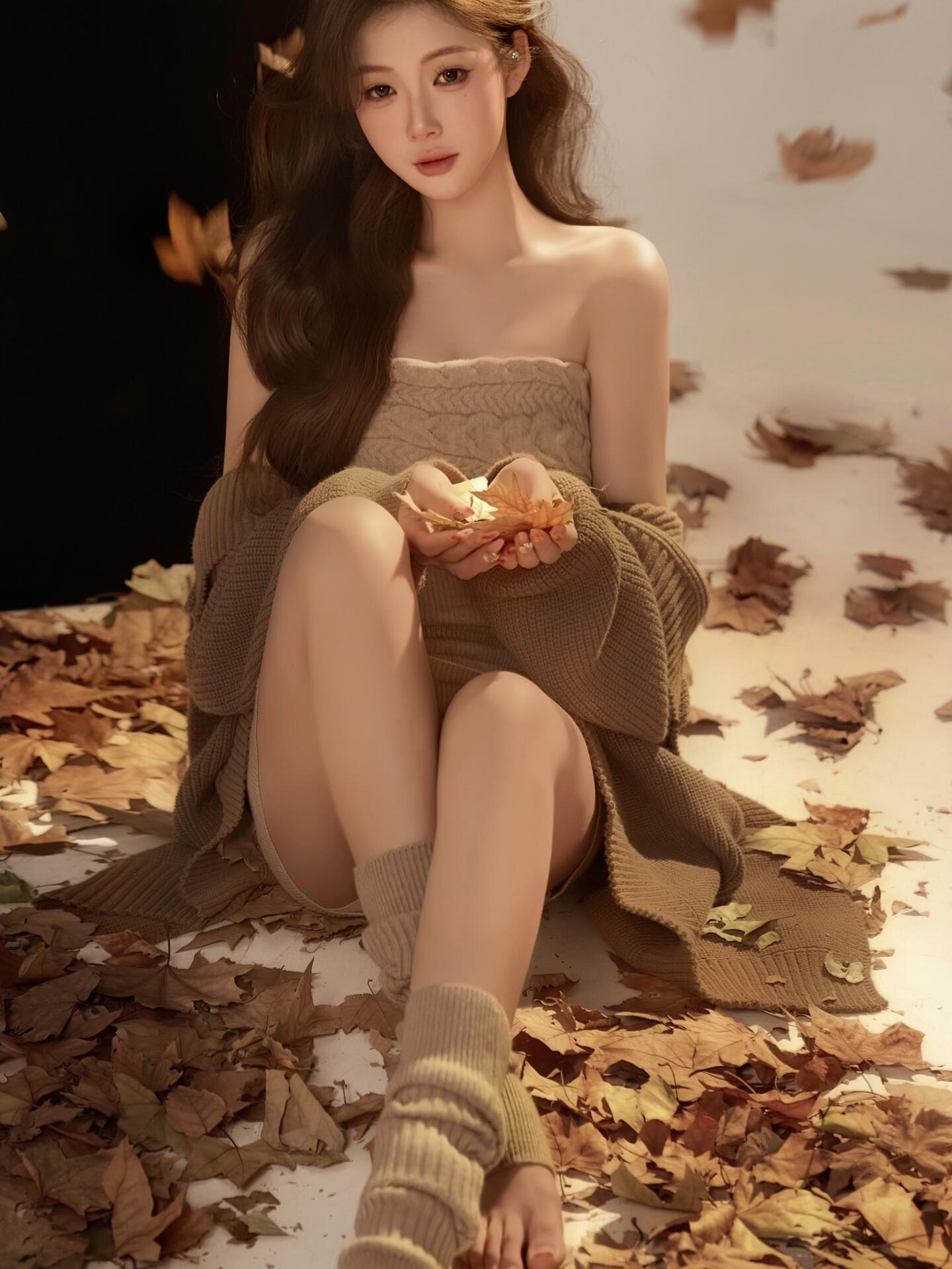 Autumn Winter Brown Knitted St - Winter Clothing Photo review and price