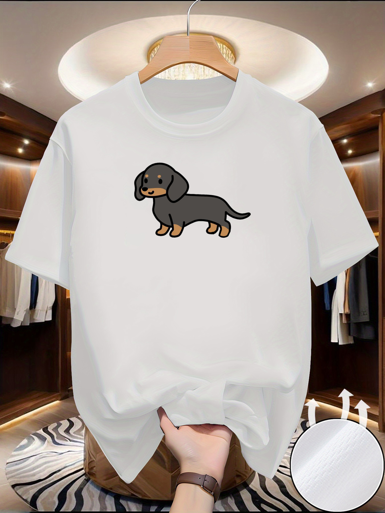 New Men's Dachshund print T-sh - Winter Clothing Europe review and price