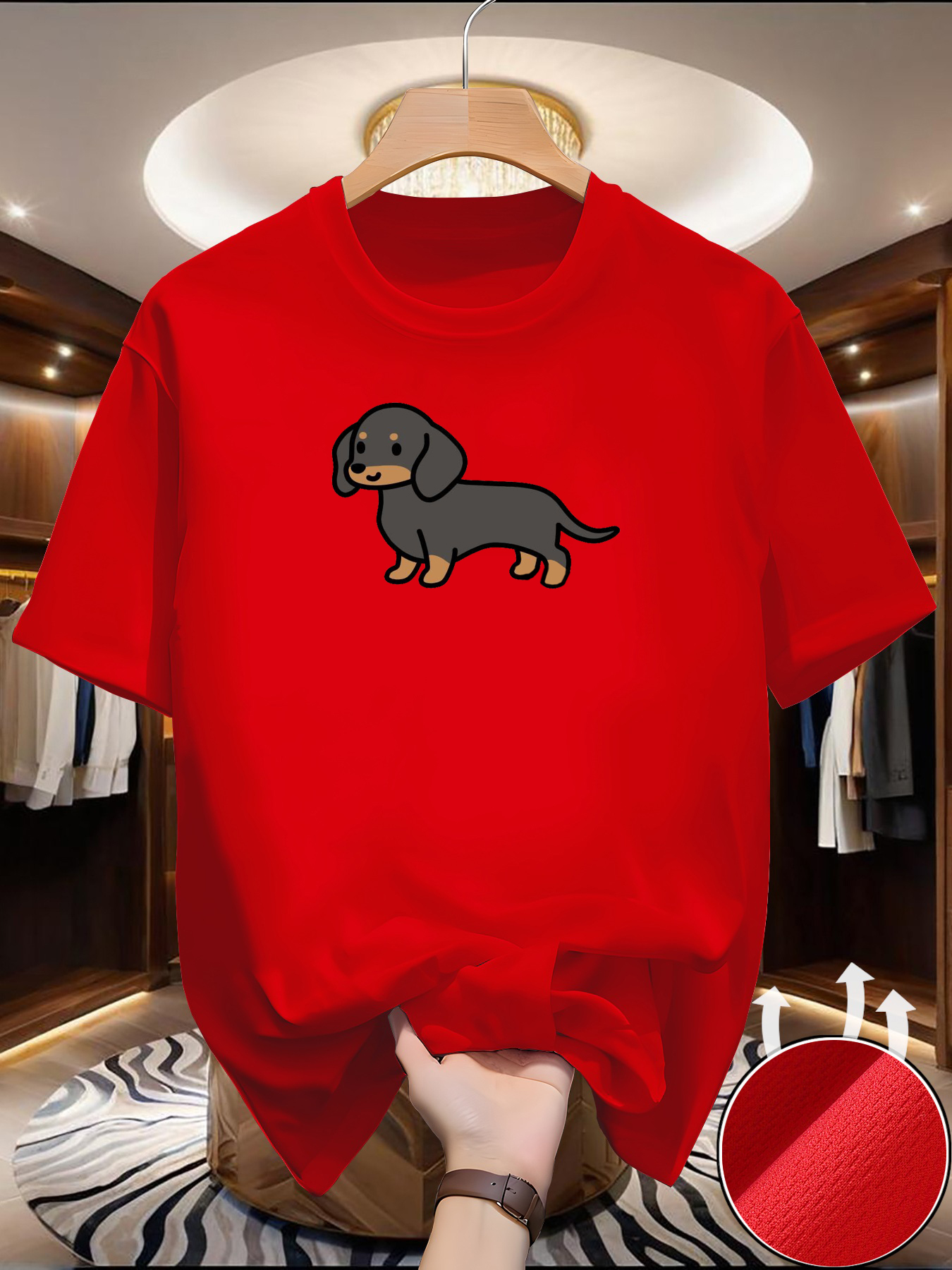 New Men's Dachshund print T-sh - Winter Clothing Europe review and price