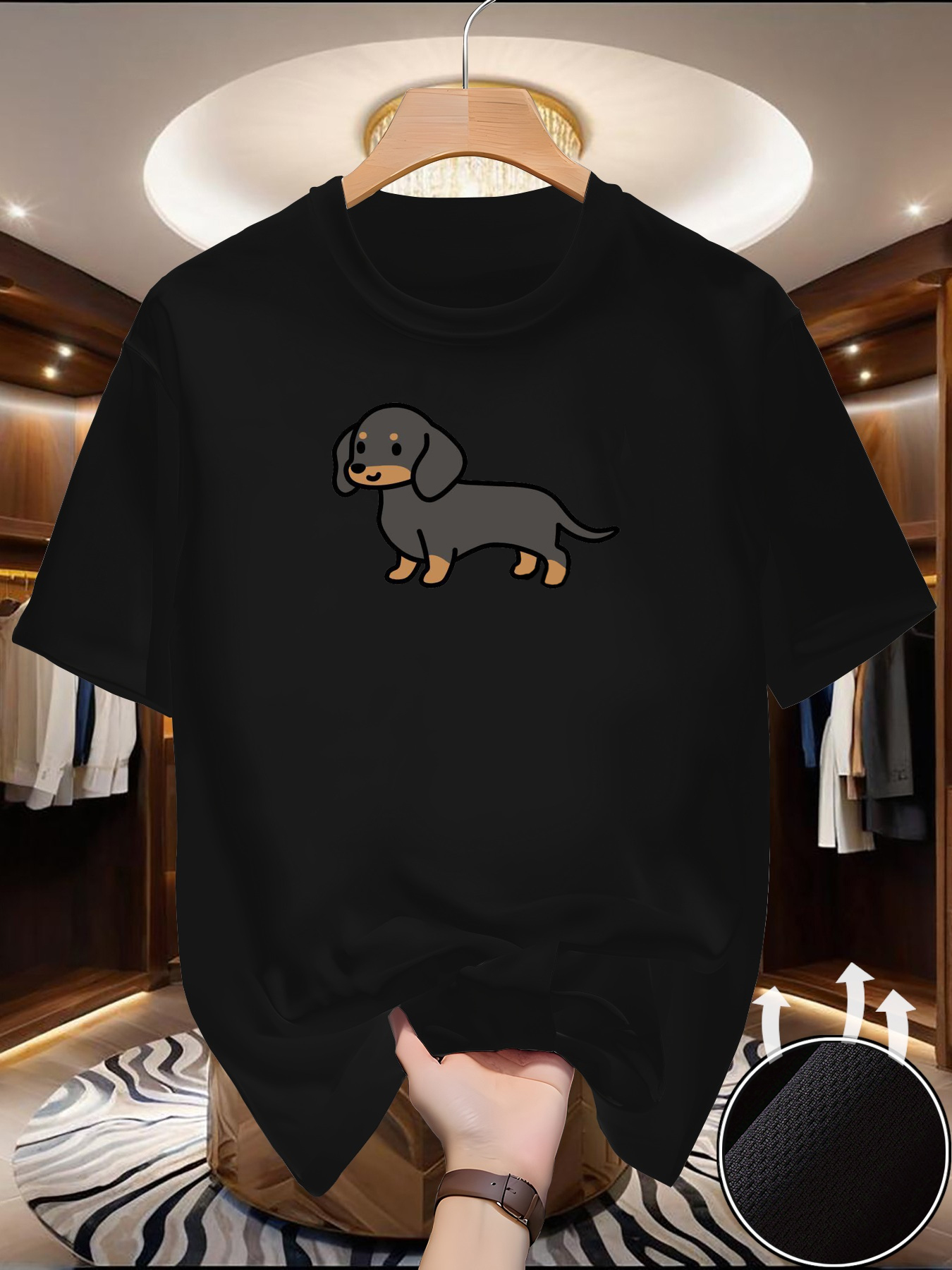 New Men's Dachshund print T-sh - Winter Clothing Europe review and price