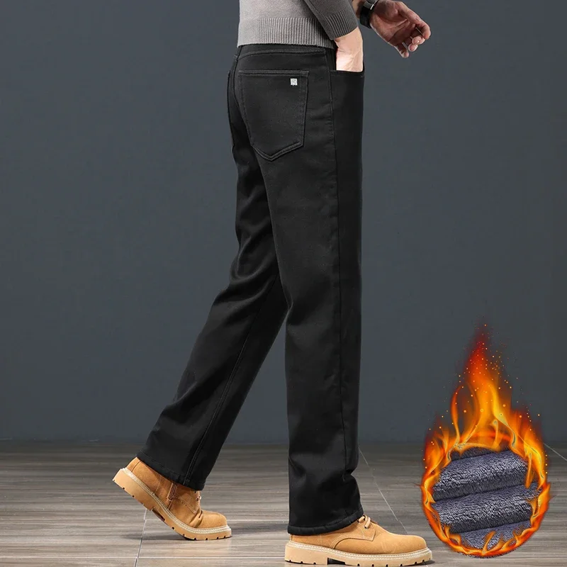Winter Men's Fleece Warm Jeans - Winter Clothing Pants review and price
