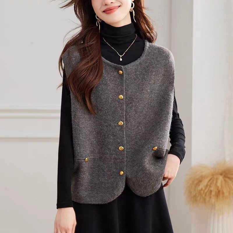 Women's Knitted Vest Solid Fas - Winter Clothing Offer review and price
